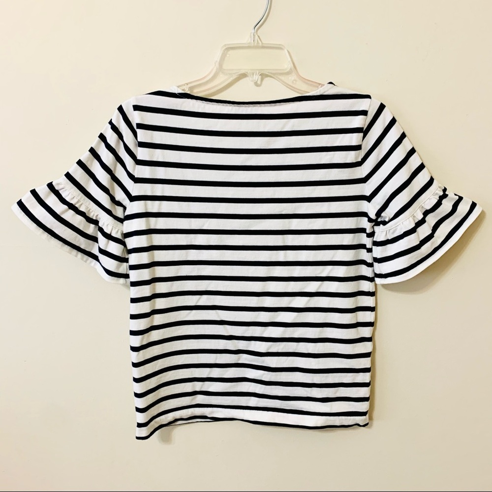 J Crew Striped Ruffle Sleeve Blouse/Top - Size XS - Picture 3 of 8